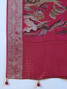 Saree de viscosa con estampado floral con Chit ruso moderno Pallu Eleva tu estilo para bodas y ocasiones especiales Tela India rica - Product Image 5