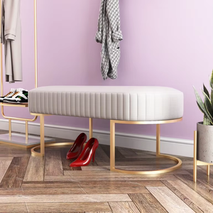 Otomana de Lujo de Metal con Tela de Terciopelo, Otomanas Grandes Modernas para Hotel, Taburetes para Sala de Estar, Muebles de un Mayorista Indio - Product Image 2