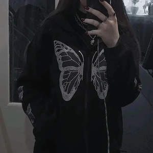 Sweat à capuche en strass avec inscription en diamant, style hip-hop surdimensionné, streetwear, fermeture éclair personnalisée, sweat à capuche en strass - Product Image 4