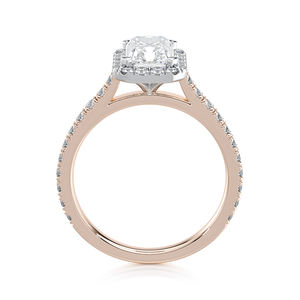 Anillo de Compromiso con Halo de Diamantes Cultivados en Laboratorio, Corte Radiante, 2.15 CTW, Banda Pavé, Oro Sólido de 14 Quilates con Baño de Rodio, Regalo de Boda - Product Image 6