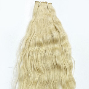 Mèches de cheveux lisses et ondulées, couleur blond 613, DOUBLE trame, avec MACHINE, donatrice unique, meilleure vente, 613 - Product Image 1
