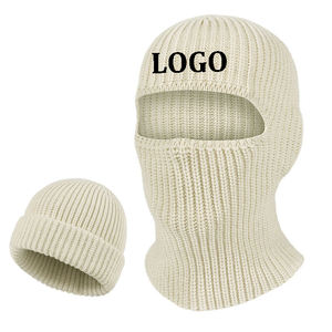 Balaclava en tricot avec logo personnalisé brodé, bonnet, masque de ski pour homme, masque de ski à un trou - Product Image 1