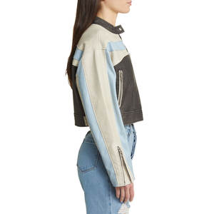 Veste en cuir réversible à la mode pour femmes nouveau coupe-vent Faux col tenue à la mode imprimé Technics teint en gros Pakistan - Product Image 3