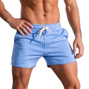 Pantalones cortos informales de forro polar de algodón 100% con logotipo bordado personalizado para hombre, pantalones cortos de cintura media con cierre elástico, sólidos, de secado rápido, lisos - Product Image 5