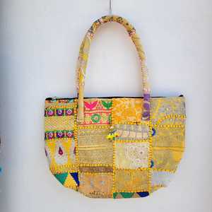 Boho Handmade Embroidered & <b>Beaded</b> Cotton Shoulder Bag Women Vintage Crossbody Tote with Tassels <b>Fringe</b> for Travel or Beach Use - Product Image 6