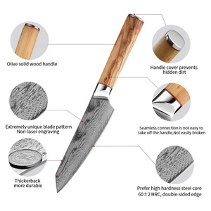 Venta al por mayor, pedidos a granel personalizados, servicio OEM ODM, cuchillo de Chef de cocina japonés profesional, cuchillo afilado de Chef de Damasco, hoja fija - Product Image 2