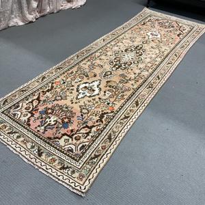 Turkish 3.5x10.4 ft <b>Rug</b>, Vintage <b>Runner</b> <b>Rug</b>, Brown Floral <b>Rug</b> - Product Image 5