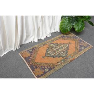 Alfombra turca de área grande de 1,6x2,9 pies, diseño clásico de retazos naranja púrpura, Material de lana, rectángulo de látex abstracto para vivir - Product Image 3