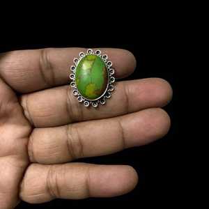 Top Selling 925 Sterling Silver Fine <b>Rings</b> for Women Handmade Beautiful Green Copper <b>Turquoise</b> Cabochon Oval Cut for Weddings - Product Image 4