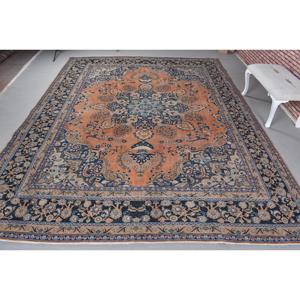 Alfombra Turca Vintage, Alfombra de 0.8x12.6 pies, Alfombra Oriental Azul y Naranja - Product Image 1