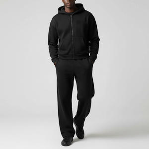 Custom Unisex <b>Hooded</b> Streetwear Tracksuit 100% Cotton Printed Factory Direct Production Logo Services Size Grading Packaging - Product Image 3