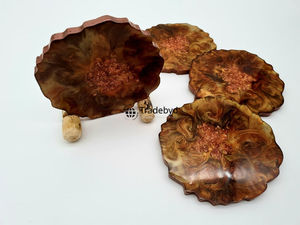 Ensemble de sous-verres en résine durable, faits à la main, réutilisables, carrés, sous-verres de luxe pour le thé, le café, couleurs personnalisées, Tradebyd - Product Image 2