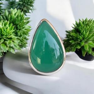 925 Sterling Silver Handmade <b>Ring</b> Green Onyx Natural Gemstone <b>Crystal</b> Bezel Setting for Women. Perfect Anniversary Wedding Gift - Product Image 4