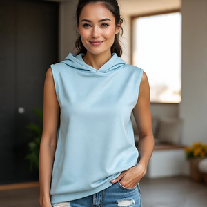 Ladies Gym Fitness Training Singlet Hoodie Wide Armhole Racer-Back Sleeveless Streetwear Style for Jogging Running Fitness Gilets - Product Image 6