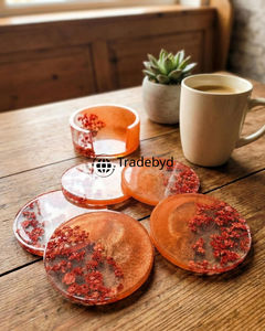 Ensemble de dessous-de-verre en résine élégante, fabriqués à la main, 4x4 pouces, style luxueux, en plusieurs couleurs, pour café, restaurant, Tradebyd - Product Image 1