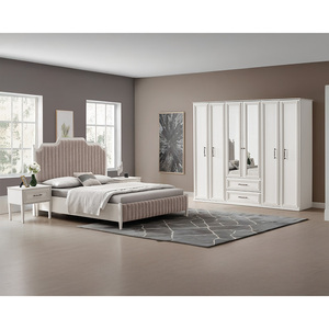 Juego de Dormitorio King de MDF Duradero y de Calidad, Estilo Turco Contemporáneo, Muebles para Hotel - Product Image 1
