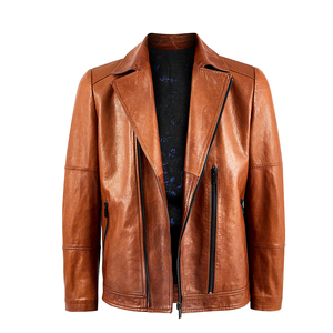 Chaqueta de piel auténtica personalizada para hombre al por mayor, chaqueta de piel pura transpirable a la moda con piel de vaca personalizada - Product Image 1