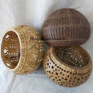 ¡Gran venta 2025! Portavelas de madera de cáscara de coco/portavelas de candelita de coco/cuencos de vela de coco para decoración del hogar - Product Image 4