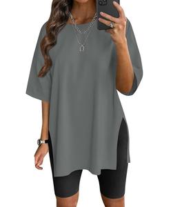 T-shirt en coton coupe ample pour femme Style surdimensionné OEM imprimé sur mesure avec DTF ou logo de transfert de chaleur - Product Image 1