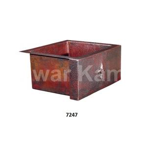 Évier de cuisine rectangulaire en cuivre vieilli martelé et fabriqué à la main Évier de cuisine en cuivre de qualité supérieure - Product Image 1