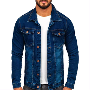 Nouvelle veste en jean pour homme, tendance rétro décontractée, veste zippée à col montant, élégante veste de motard, haut en jean - Product Image 1