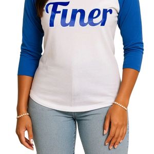 Camiseta de Béisbol Blanca con Mangas Azules, Ropa de Hermandad, Algodón, Estilo Universitario Griego, Informal para Mujer, Bordada, Transpirable para Verano - Product Image 4