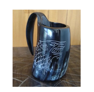 Jarra de cerveza vikinga con esmalte brillante, precio al por mayor, jarra de cerveza de cuerno de búfalo para fiestas y suministros de base de cuerno - Product Image 6