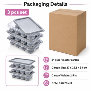 Juego de 3 Moldes para Cubitos de Hielo, Libres de BPA, Aptos para Alimentos, Apilables, Aptos para Congelador y Lavavajillas, con Base de Silicona, Personalizados y Ecológicos - Product Image 3