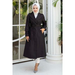 Gabardina larga Hijab Mangas con cinturón Negro - Product Image 1