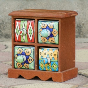 Tiroir de rangement écologique en bois polyvalent fait à la main en céramique de style bohème pour armoire de cuisine salon-rangement de bijoux - Product Image 2