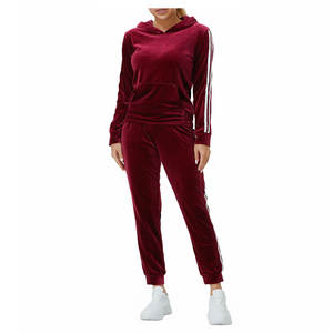 <b>Velour</b> Two Piece Set Women Clothing Velvet <b>Tracksuits</b> for Women Jogger Set Women With Hoodie Pocket - Product Image 1