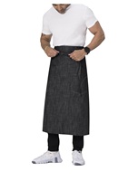 Tablier unisexe HSI Corvallis en jean réglable avec poches, imprimé par transfert thermique, pour uniforme de personnel de service de restaurant et de bar