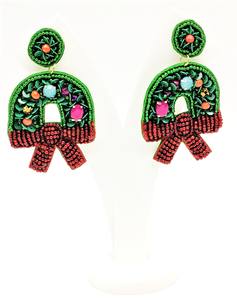 Pendientes de tuerca geométricos con cuentas de semillas de cristal dorado, moda navideña, personalidad elegante, regalo a granel con perlas, aniversario - Product Image 1