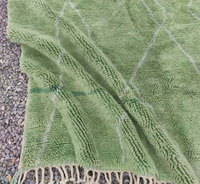 Tapis en laine marocain Beni Mrirt fait main, vert matcha, tissé à la main, motif géométrique, lavable, toutes saisons, OEM