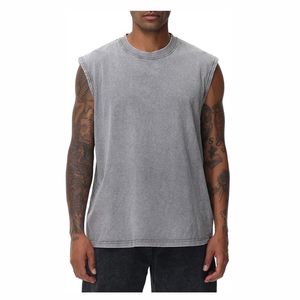 เสื้อกล้ามไหล่ปล่อยน้ำกรดเสื้อ100% ผ้าฝ้ายสไตล์สตรีทเสื้อถักระบายอากาศได้ดีสไตล์วินเทจ - Product Image 3