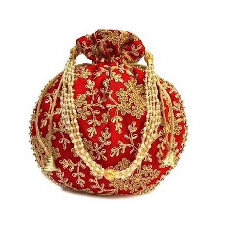 Indian Handmade Embroidery Ethnic Potli bags Wedding Bags Coin Pouch Jewelry Bags for Women Mehendi