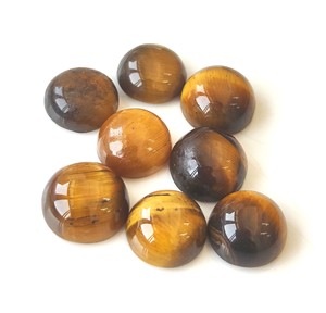Vente en gros cabochon rond en oeil de tigre 2mm-50mm brun pierre précieuse naturelle pour la fabrication de bijoux avec dos plat pour la créativité - Product Image 4