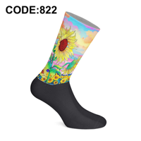 Chaussettes en coton turques à motif numérique imprimé par transfert thermique, série artistique, motifs uniques d'illustrateurs, confortables, entièrement imprimées