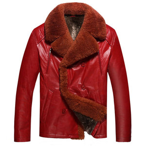 แจ็คเก็ตหนังแกะของผู้ชายแจ็คเก็ตหนังแกะสีแดงใหม่ล่าสุดสำหรับผู้ชาย2025สไตล์ใหม่ล่าสุด - Product Image 1