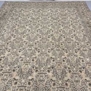 Turkish Oversize Rug, 9.5x13.1 ft Vintage Rug, <b>Brown</b> Plants & trees <b>Wool</b> Rug - Product Image 5