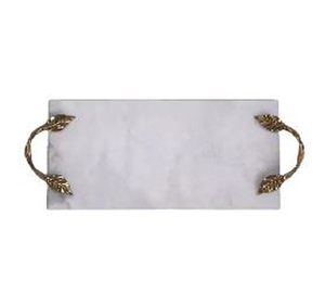 Plateau de service à café de forme rectangulaire Simple, personnalisation des fruits disponible avec des poignées élégantes, marbre blanc au prix de gros - Product Image 5