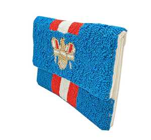 Pochette à chaîne bleu Turquoise rayé avec perles d'abeille - Product Image 2