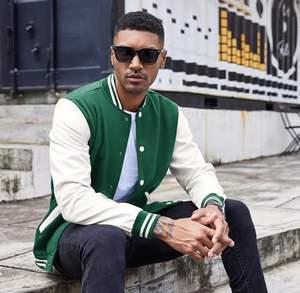 Nouveau style de veste universitaire coupe ajustée pour hommes College Baseball Letterman Bomber Coat Manches en cuir Hiver Laine-À la mode Élégant - Product Image 1