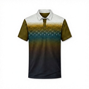 Custom Mens Polo Shirt Sublimation Gradient Color Fashion Short Sleeve Golf Polo Luxury Casual Breathable Men Clothing Tops - Product Image 1