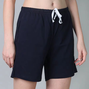 Nouvelle collection d'été élégant bermuda tricoté en coton bleu marine pour femmes respirant confortable pour des vêtements décontractés en plein air - Product Image 1