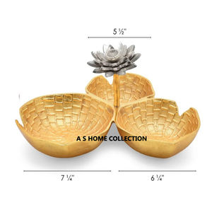 Bol de service fantaisie en métal de haute qualité en acier inoxydable de qualité 304 avec bol à fruits à base dorée fleur - Product Image 2