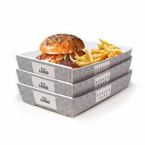 ถาดกระดาษแบบกำหนดเองสำหรับแฮมเบอร์เกอร์และอาหารทอด F 17x20x5 ซม. - Product Image 4