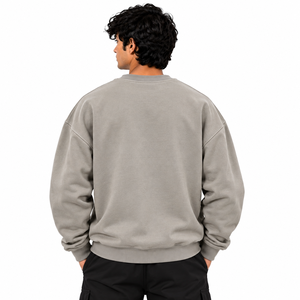 Men's <b>Grey</b> Graphic <b>Sweatshirt</b> Oversized Crew Neck Abstract Brush Print Pullover Streetwear Casual Winter Wear Custom Print OEM - Product Image 2