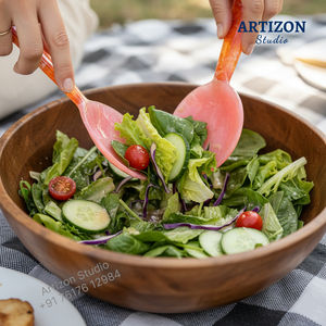 Ensemble de deux serveurs à salade en résine faits à la main avec finition nickelée, poignée en résine, excellente qualité pour servir - Product Image 6