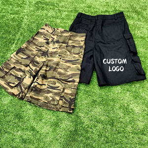 Pantalones Cortos Cargo para Hombre, Camuflaje Negro, Lona de Algodón, Cintura Media, Cierre de Botones, Bolsillos Transpirables, Logotipo Frontal, Estilo Casual, Tipo Bermuda - Product Image 4